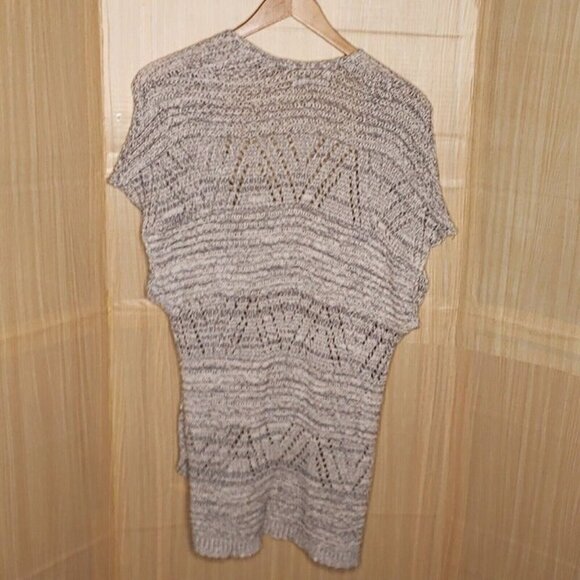 Abercrombie Kids Girls Black White Heathered Open Front Duster Cardigan Sweater - Picture 2 of 5